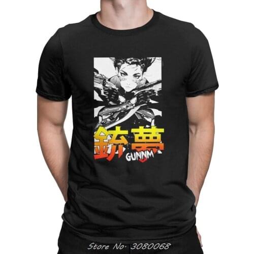 Men Battle Angel Gunnm Alita T-shirt Comic Movie Anime T Shirts Japan Humor O-Neck Short Sleeve Cotton Tees Streetwear