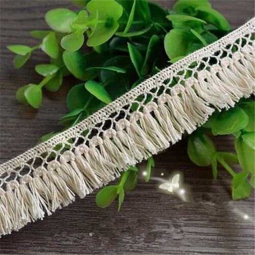 10yards/lot 2.5cm cotton lace tassel trim cotton fringe tassel for doll dress garment curtain decoration DIY sewing accessories