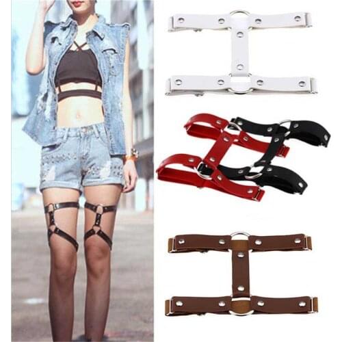 1 Pc Harajuku Punk PU Leather Bride Leg Ring Belts Body Jewelry Cute Adjustable Garters Belts Leg Ring Wedding Gifts