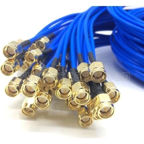 JX connector 1pcs SMA to SMA connector straight RF Coaxial cable SMA male to SMA male RG405 086 cable Blue skin adapter