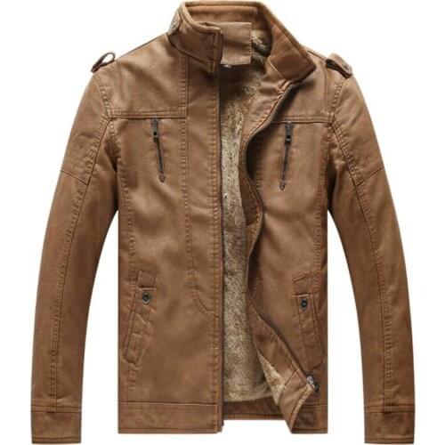 Leather Jackets Men Washed PU Leather Motorcycle Jacket Mens Winter Plus Velvet Warm Coats Jaqueta De Couro Masculino Parkas