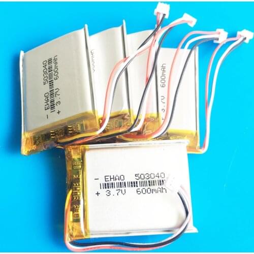 5pcs JST 1.25mm 3pin 3.7V 600mAh 503040 rechargeable battery lipo polymer lithium battery for MP3 GPS bluetooth Recorder camera