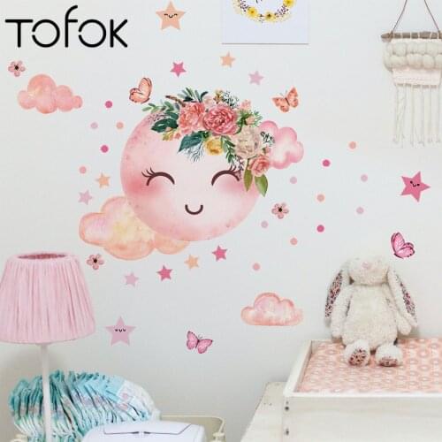 Tofok Clouds Stars Smiley Face Decoration Wall stickers Background Wall Living Room Simple Creative Removable Wall Decals
