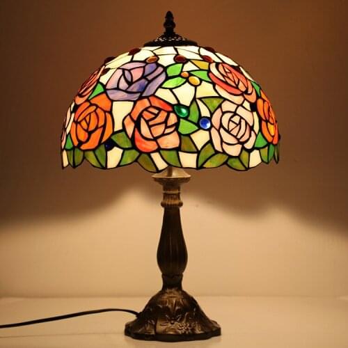Tiffany Table Lamp Stained Glass European Baroque Classic for Living Room E27 110-240V