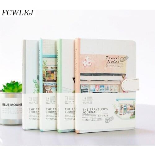 2021 New A5 Creative Magnetic Button Notebook Diary Color Page Illustration Hand Account Notepad Kawaii Notebook