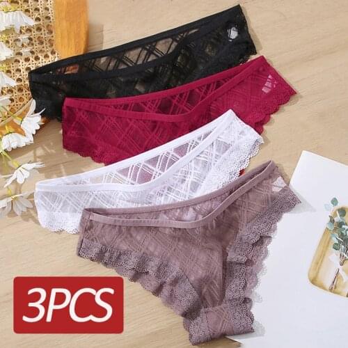 New Sexy Floral Lace Mesh Womens Panties Female Hollow Out Briefs Transparent Low Rise Underwear Ladies Big Size M-2XL