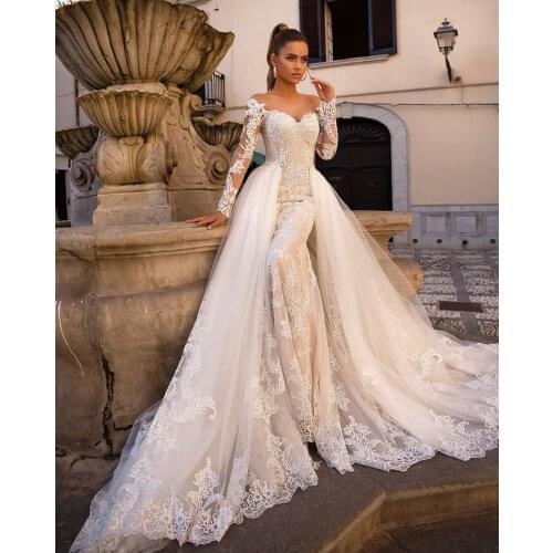 New Robe De Mariee Hot Luxurious Wedding Dresses Floor Length Lace Mermaid Custom Made Bridal Gowns Mariage Bride Dresses