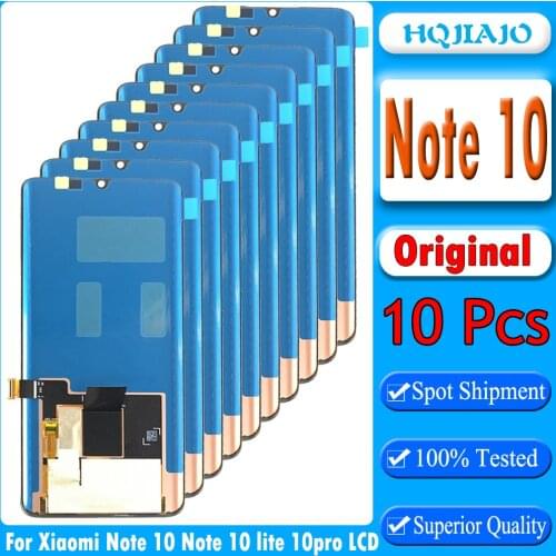 10pcs 6.47''LCD Display Original For Xiaomi Mi Note 10 Lite LCD For Mi note 10 LCD Display LCD Screen Touch With Fingerprint
