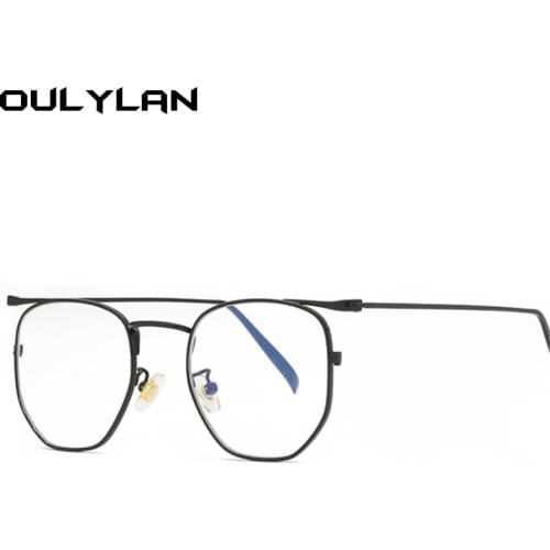 Oulylan Anti Blue Light Glasses Frame Men Vintage Metal Fake Glasses Women Myopia Eyeglasses Frames Fashion Transparent Eyewear