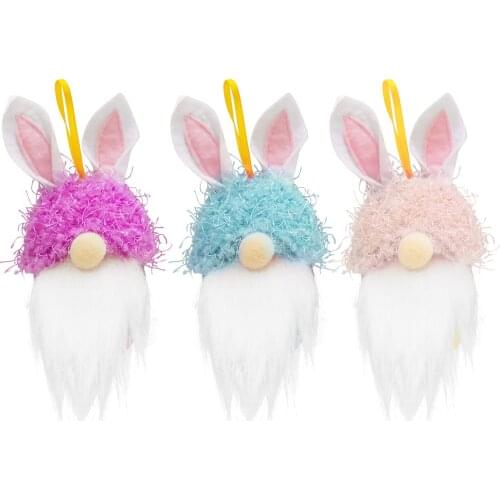 Easter Bunny Gnome Candy Jar Cookie and Candy Storage Container Jar Rabbit Tomte Plush Doll Hanging Ornaments