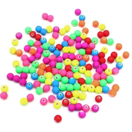 50-200Pcs 6-12mm Multicolor Mixed Rubber Round Acrylic Bead Loose Woman Men Jewelry Making DIY Bracelet Necklace Jewelry Finding