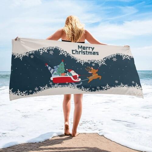 Christmas Santa Claus Elk Gift Beach Towel Luxury Quick-dry Microfiber Bathroom Bath Towels Yoga Mat Picnic Blanket