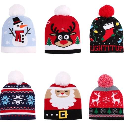 Baby Christmas Hats Toddler Infant Boys Girls Beanie Cap Kids Cute Printed Winter Warm Knitted Hat