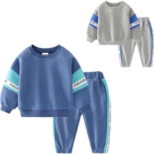 New Spring Autumn Children Clothing Boys Patchwork Cotton T-Shirt + Pants 2Pcs/sets Toddler Sport Clothing Infant Kids Tracksuit