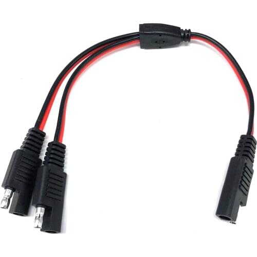 DIY 30cm 1 to 2 SAE Power Extension Cable Adapter Connector 2 Pin Quick Connect Disconnect Plug SAE Power Extension Cable 18AWG