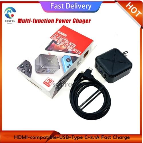 Usb 3.0 Fast Charge AC Adapter For Nintendo Switch Charger With Hdtv Video Converter 3 In 1 Multifunction Wall Charger Adapter