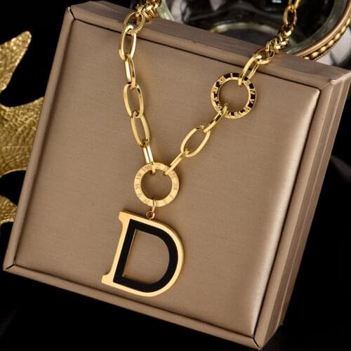 Inserts Titanium steel necklace New fashion jewelry letter D pendant necklaces gold color nice gift for women charm jewelry