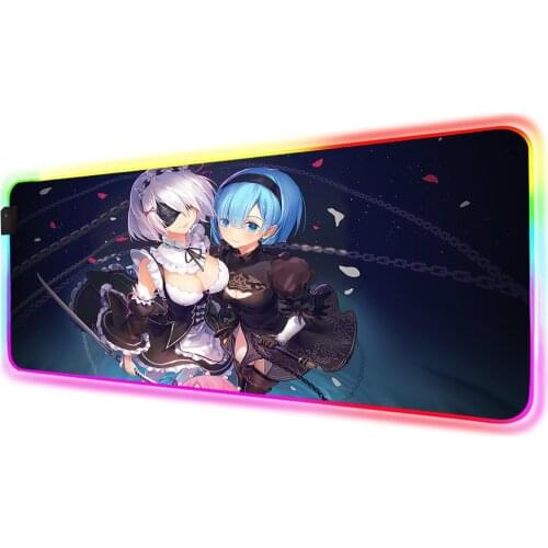 Anime NieR RGB 90x40cm High Speed Mouse Pad Washable Gaming Mouse Pad LED Desk Anime Mouse Pad Automata Keyboard XXL Desktop Mat