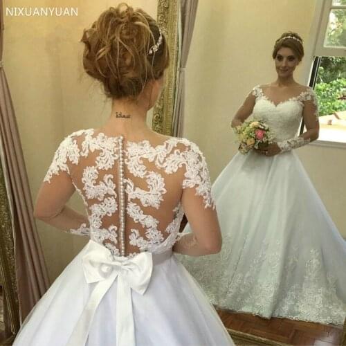 Robe De Mariage 2021 Vintage Plus Size Lace Wedding Dress Long Sleeve Princess Bridal Dress Wedding Gowns Vestido De Noiva