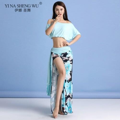 Belly Dance Printing Costume Set Long Skirts Top Performance Oriental Bellydance Dancing Professional Training Wear Indian Suits