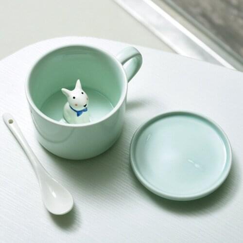 3D 3D Hand Painted Animal Cup Creative Ceramic Cup New Mug Coffee Cup Celadon Tea Cup L cups cute cup