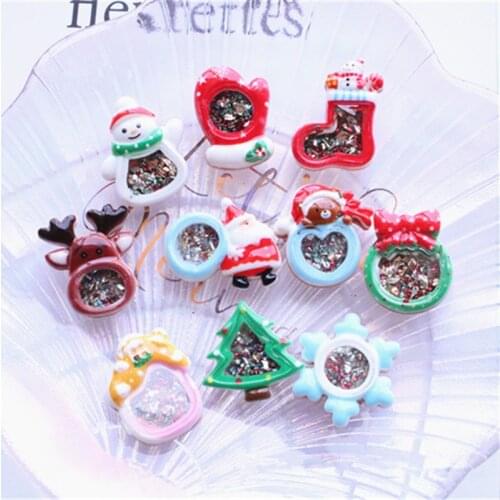 5 Pcs Mini Christmas Charm Miniature Doll House Decoration DIY Clay Filling Accessory for Phone Case Decoration Resin Charm