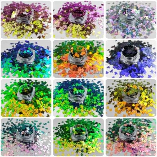50g Autumn Maple Leaves Glitters Nail Holographic Acrylic"Maple Leaf" Chameleon Sequins - UV Resin, Nail Polish Flakes HJ28