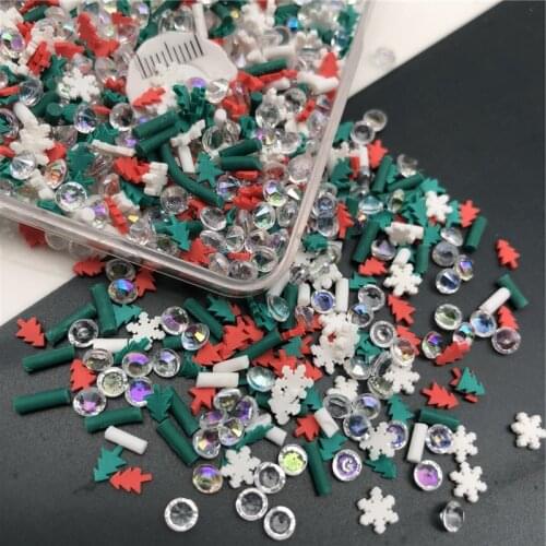 50g Christmas Polymer Clay Sprinkle With Diamond For Kids Diy ,Soft Clay For Craft Clay/Nail Art/Scrapbook Decoration, Filler