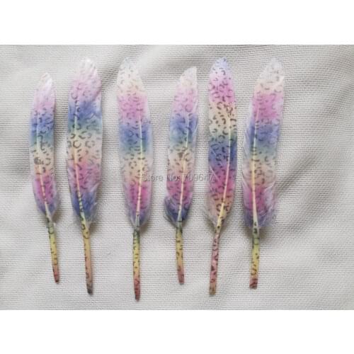 50PCS/lot!Goose feathers with Leopard Print Craft Loose Feathers Art Project Decorate Costume Pen,9-15cm