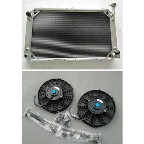 Aluminum Radiator + Fans For Nissan Patrol Safari GQ Y60 4.2L TB42S TB42E I6 PETROL AT/MT 1987-1998 88 90 91 95 96 97