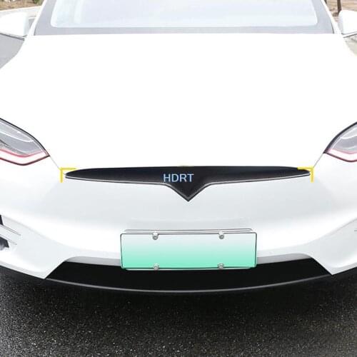 For Tesla Model X 2016 2017 2018 2019 2020 Carbon fibre Car Accessories Front Head Engine Lid Grill Cover Trim 1pcs