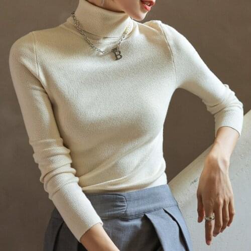 Basic autumn tight female pullover Causal long sleeve top women winter turtleneck sweater Office lady Oversize jumper Pullovers