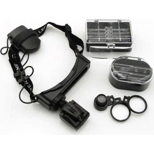 Free Shipping 8 Lens Head Strap Magnifier Watch Repair Headband Magnifying Jeweler Loupe with LED Light