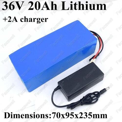 Brand 36v 20ah battery lithium 36v li ion ebike battery pack cells BMS electric bike battery 36v 500w 1000w motor + 2A Charger