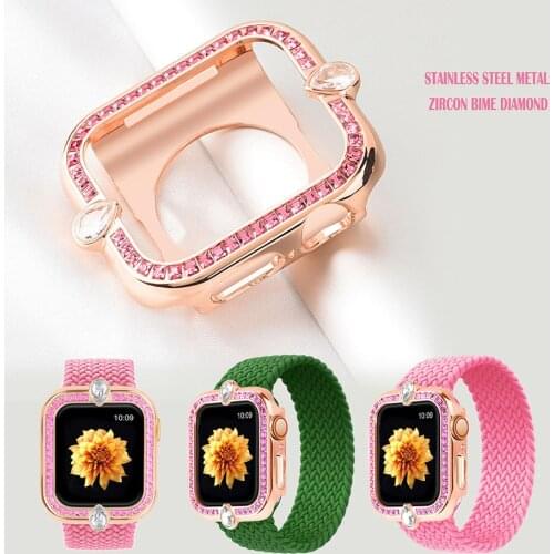 Bling Case for Apple Watch 44mm 40mm Series 6 SE 5 4 Watch Case Stainless Steel Protective Case Diamond Bezel Cover Bumper