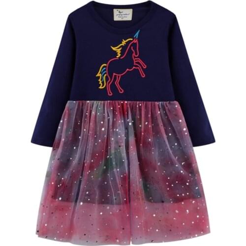Long Sleeve Girls Dresses Kids Autumn Winter Cotton Princess Dress for Girls Unicorn Kids Dresses Girl Children Party Clothing