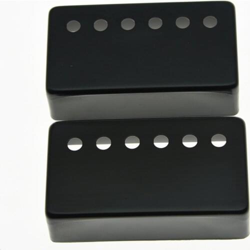KAISH 2x Chrome/Black LP Humbucker Guitar Pickup Covers 50mm Neck/52mm Bridge fits LP