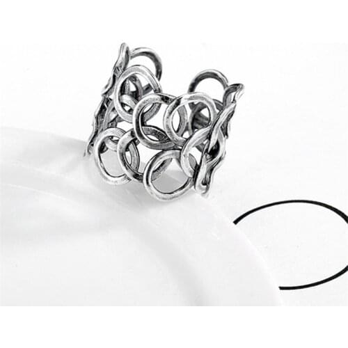 Dropshipping Hip Hop Retro Tibetan Silver Coin Boho Rings Large Big Wide Fashion Women Vintage Round Layers Coin Antique Ring