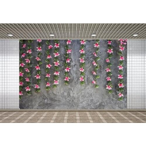 Lyavshi Birthday Photography Backdrops Gray Brick Flowers Wall Newborn Baby Kids Birthday Props Studio Props Booth Background