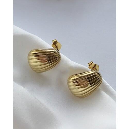 MLKENLY mini gold small shell shape stud earrings 100% 925 sterling silver earring for women Personality Jewelry