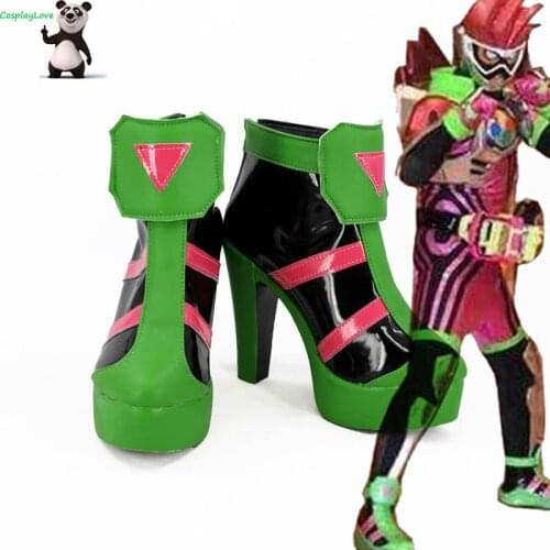 Masked Rider Kamen Rider Exaid-genm Green Black Cosplay Long Boots Leather Shoes Custom Made for Unisex CosplayLove