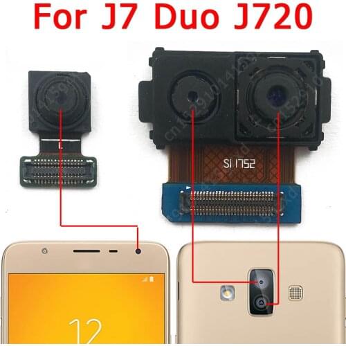 Original For Samsung Galaxy J7 Duo J720 Front Rear View Back Up Camera Frontal Main Camera Module Flex Replacement Spare Parts