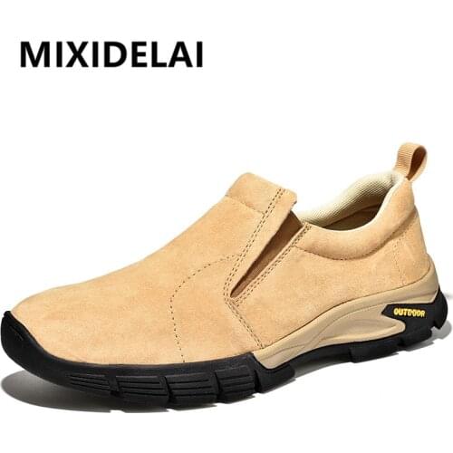 Brand Mens Shoes Genuine Leather Casual Shoes Outdoor Mens Breathable Sneakers Suede Original Mens Moccasins Loafers Sneakers