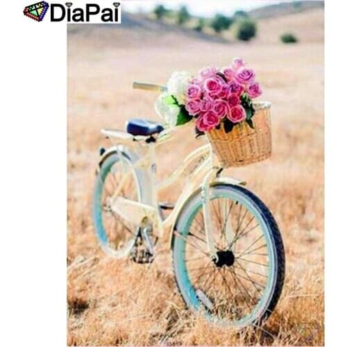 DIAPAI 100% Full Square/Round Drill 5D DIY Diamond Painting "Flower bicycle" Diamond Embroidery Cross Stitch 3D Decor A19254