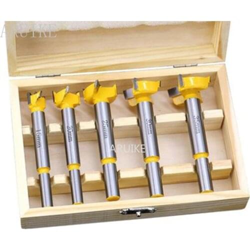 5pc Forstner Tips Hinge Boring Drill Bit Set for Carpentry Wood Window Hole Cutter Auger Wooden Drilling Dia 15 20 25 30 35mm