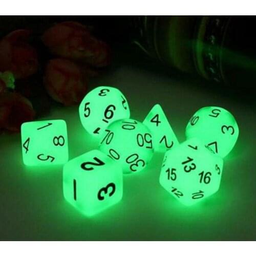 7Pcs Luminous Polyhedral Dice Set For TRPG MTG Dungeons DND Dragons & Table Game F1X2