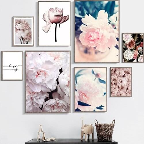 Plant Flower Letter Wall Art Canvas Painting Elegant Modern Canvas Art Printing Picture Wall Decoration Simple Decor