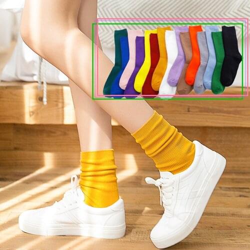 1 Pair Harajuku Breathable Sport Socks Women Candy Color Girls Student Autumn Skateboard Sock Christmas Gifts Cotton Black Socks