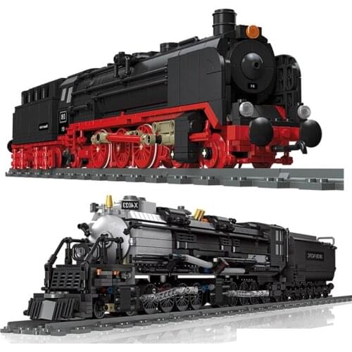 2021 new technical steam locomotive Traffic Railway train track car building block Educational toys for boys Children gifts