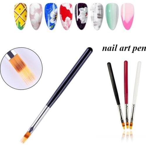 New Nail Art pen Wood Handle Nail Tools Carving UV Gel Extension Builder Painting Brush Lines Liner Drawing Pen Nail Brush